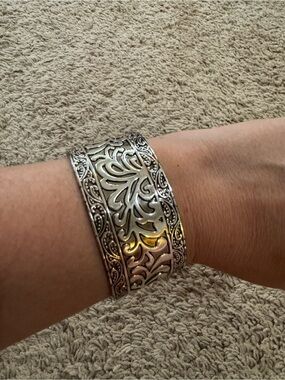 Premier Designs Monte Carlo Silver-Tone Filigree Wide Cuff Bracelet